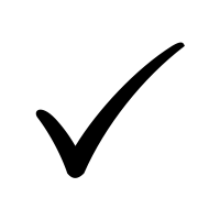 A simple black checkmark on a white background.